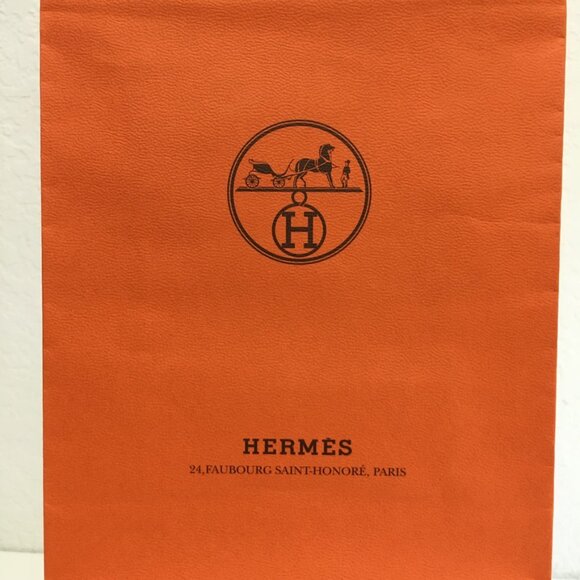 Hermes Shopping Bag 11.25" x 8" x 3.25" Orange Paper Gift Bag Authentic - Picture 10 of 16